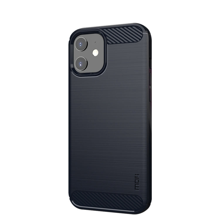 For iPhone 12 mini MOF Gentleness Series Brushed Texture Carbon Fiber Soft TPU Case (Blue) - HoMEdemic™ 