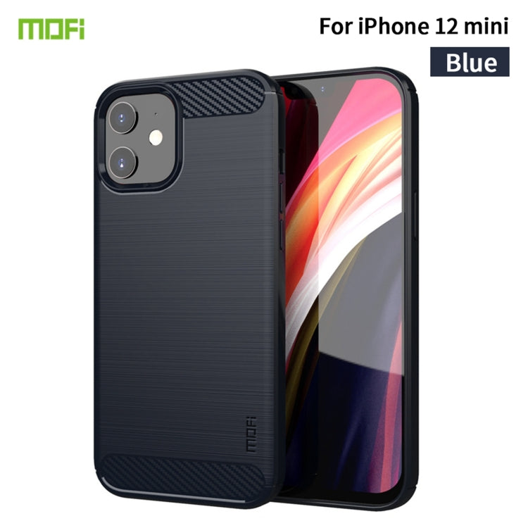 For iPhone 12 mini MOF Gentleness Series Brushed Texture Carbon Fiber Soft TPU Case (Blue) - HoMEdemic™ 