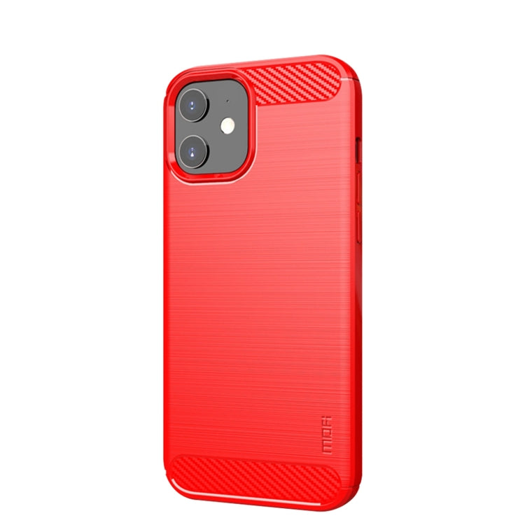 For iPhone 12 mini MOF Gentleness Series Brushed Texture Carbon Fiber Soft TPU Case (Red) - HoMEdemic™ 