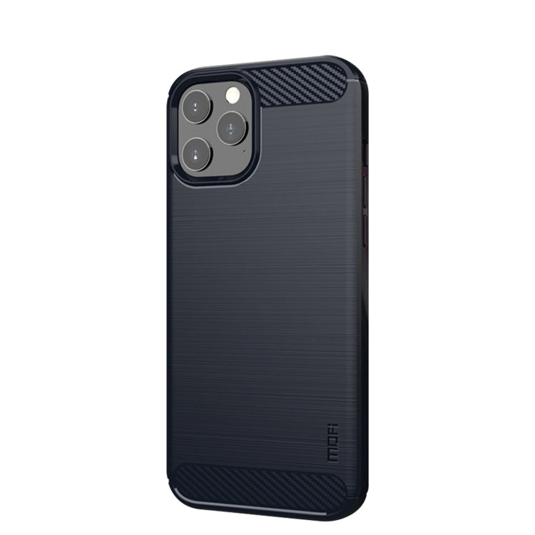 For iPhone 12 / 12 Pro MOF Gentleness Series Brushed Texture Carbon Fiber Soft TPU Case(Blue) - HoMEdemic™ 