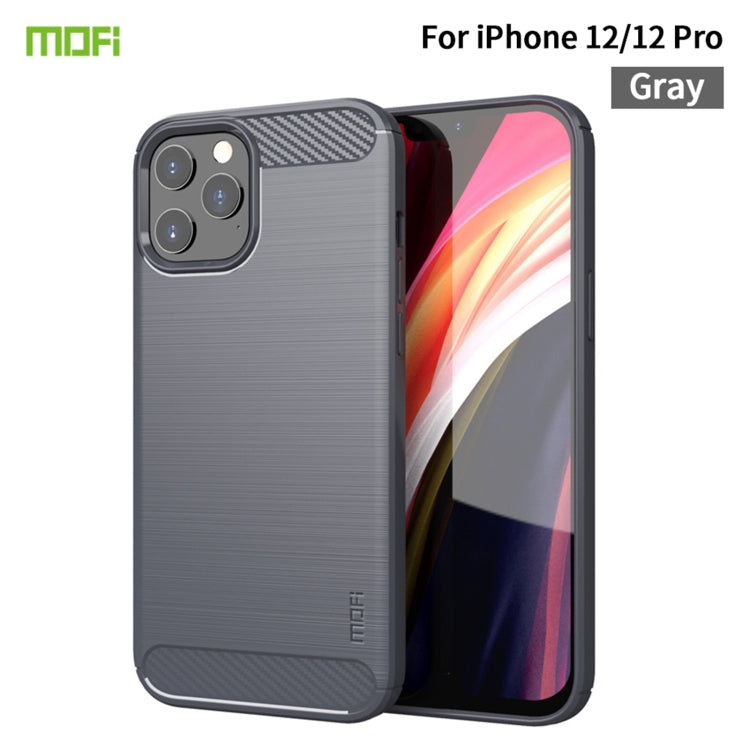 For iPhone 12 / 12 Pro MOF Gentleness Series Brushed Texture Carbon Fiber Soft TPU Case(Gray) - HoMEdemic™ 