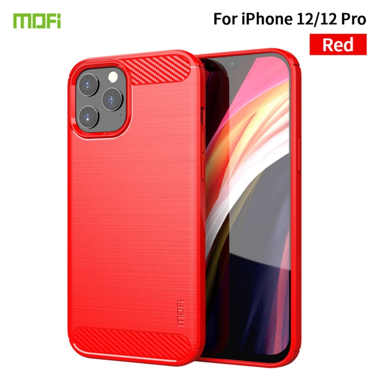 For iPhone 12 / 12 Pro MOF Gentleness Series Brushed Texture Carbon Fiber Soft TPU Case(Red) - HoMEdemic™ 