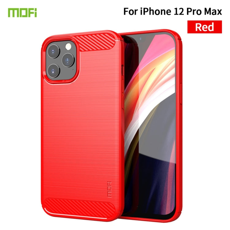 For iPhone 12 Pro Max MOF Gentleness Series Brushed Texture Carbon Fiber Soft TPU Case(Red) - HoMEdemic™ 
