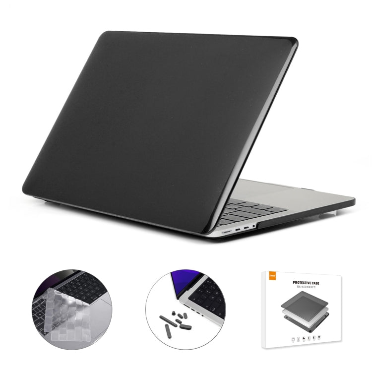 ENKAY Hat-Prince 3 in 1 Crystal Laptop Protective Case + TPU Keyboard Film + Anti-dust Plugs Set for MacBook Pro 14.2 inch A2442 2021, Version:EU Version(Black) - HoMEdemic™ 