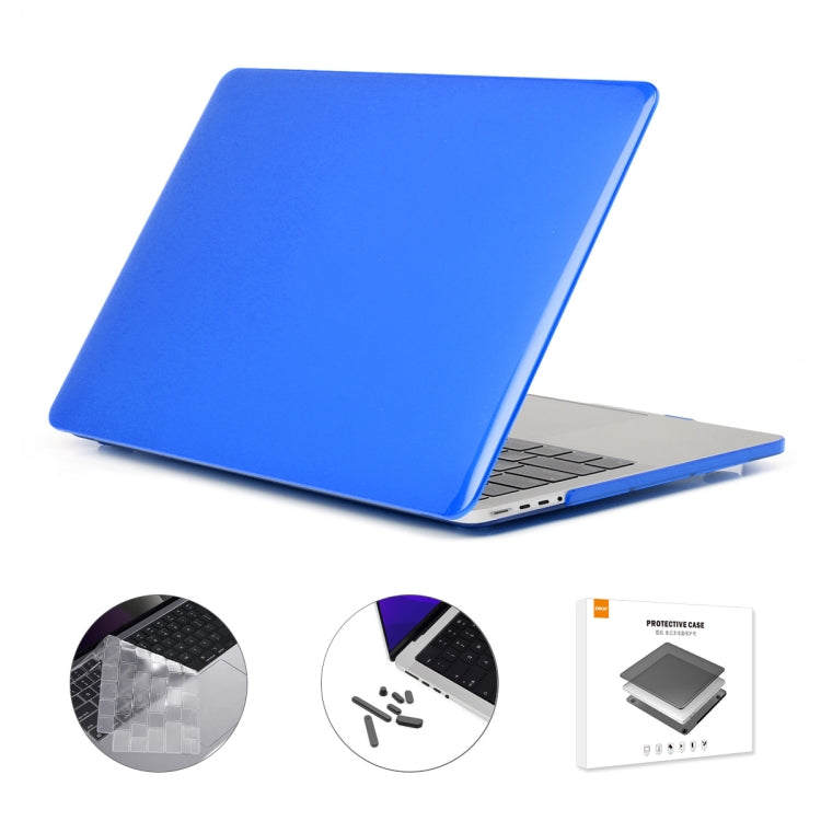 ENKAY Hat-Prince 3 in 1 Crystal Laptop Protective Case + TPU Keyboard Film + Anti-dust Plugs Set for MacBook Pro 14.2 inch A2442 2021, Version:EU Version(Dark Blue) - HoMEdemic™ 