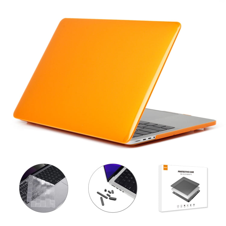 ENKAY Hat-Prince 3 in 1 Crystal Laptop Protective Case + TPU Keyboard Film + Anti-dust Plugs Set for MacBook Pro 14.2 inch A2442 2021, Version:EU Version(Orange) - HoMEdemic™ 