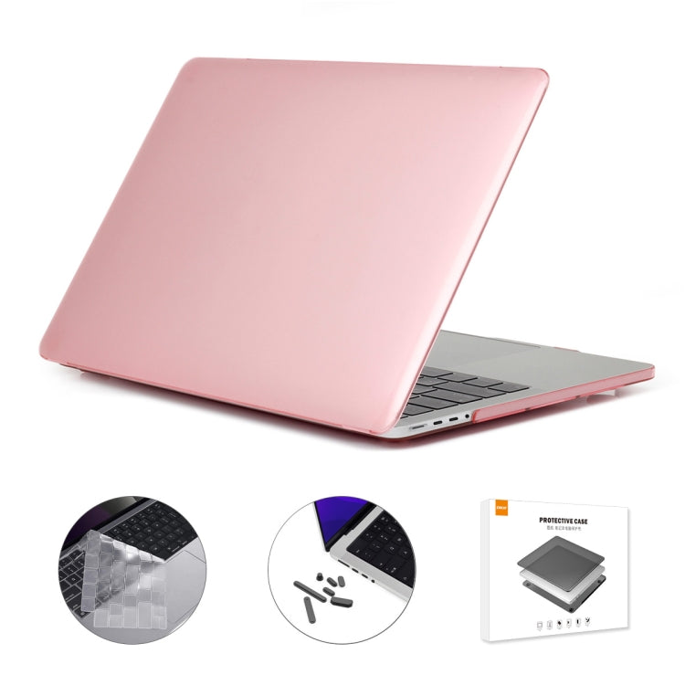 ENKAY Hat-Prince 3 in 1 Crystal Laptop Protective Case + TPU Keyboard Film + Anti-dust Plugs Set for MacBook Pro 14.2 inch A2442 2021, Version:EU Version(Pink) - HoMEdemic™ 