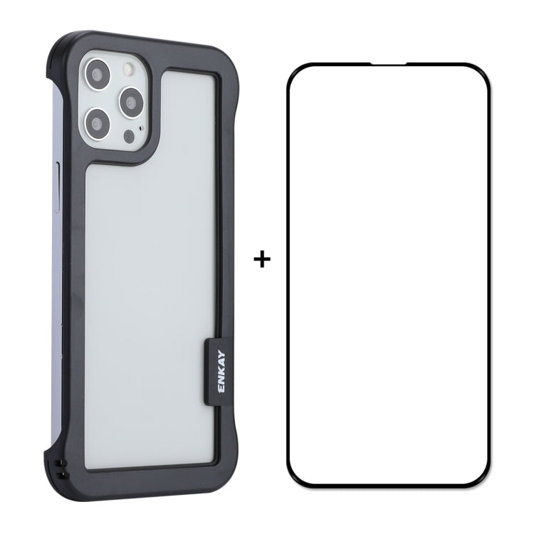 For iPhone 12 Pro Max ENKAY Frameless Hollow PC Case + Glass Film(Black) - HoMEdemic™ 