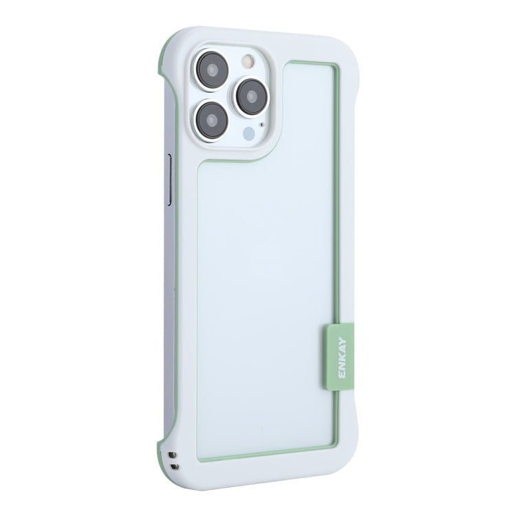 For iPhone 13 Pro ENKAY Frameless Hollow PC Case + Glass Film (White) - HoMEdemic™ 
