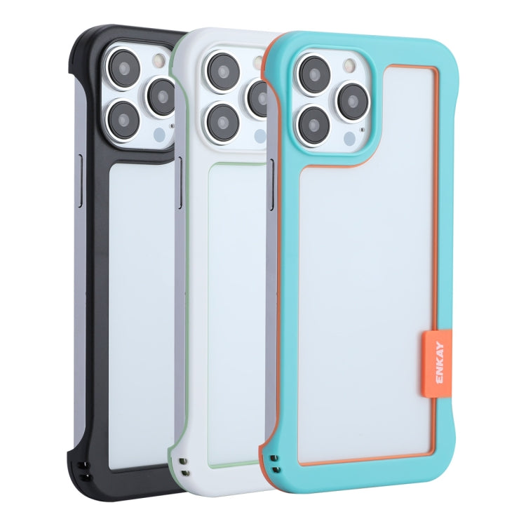 For iPhone 13 Pro ENKAY Frameless Hollow PC Case + Glass Film (White) - HoMEdemic™ 