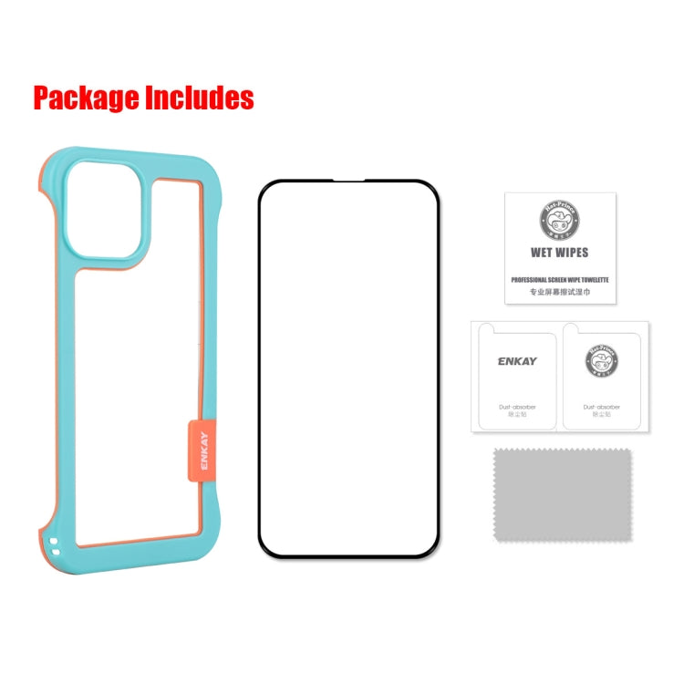 For iPhone 13 Pro ENKAY Frameless Hollow PC Case + Glass Film (White) - HoMEdemic™ 