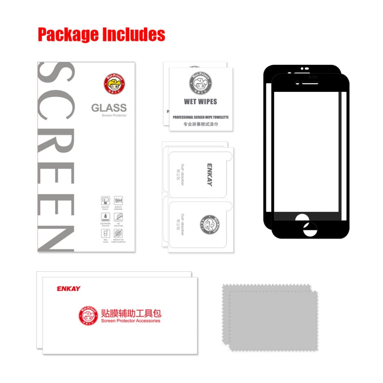 For iPhone SE 2022 / SE 2020 / 8 / 7 2pcs ENKAY Full Glue 0.26mm 9H 2.5D Tempered Glass Full Film - HoMEdemic™ 