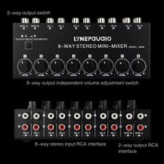 B066 Mini Stereo 8 Channel RCA Non Source Sound Passive Mixer, No Power Supply, 8 Channel RCA - HoMEdemic™ 
