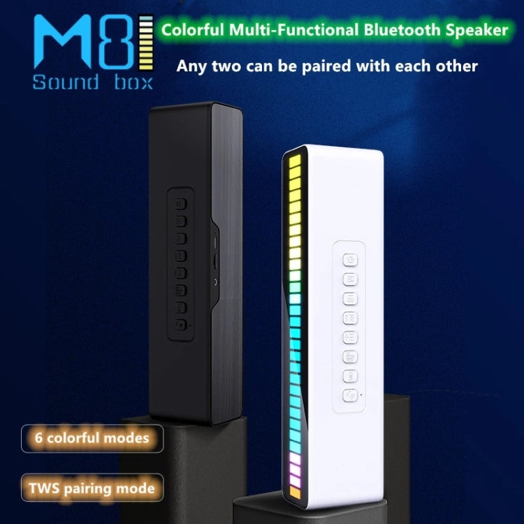 Duosi M8 LED Pickup Rhythm Ambient Light Multi-function TWS Bluetooth Speaker Bar(White) - HoMEdemic™ 