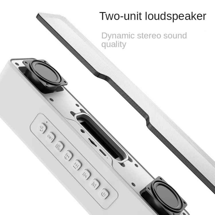 Duosi M8 LED Pickup Rhythm Ambient Light Multi-function TWS Bluetooth Speaker Bar(White) - HoMEdemic™ 
