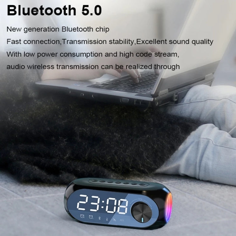 AEC S8 Alarm Clock Bluetooth Speakers with LED Light Support TF / FM(White) - HoMEdemic™ 