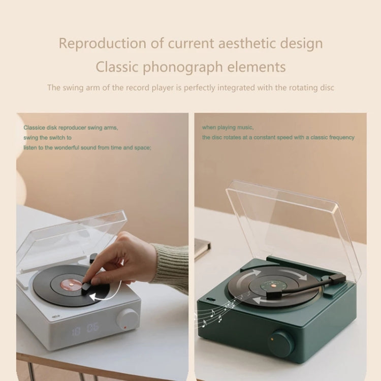 Duosi X11 Vinyl Atomic Retro Bluetooth Speaker Desktop Creative Alarm Clock(Green) - HoMEdemic™ 