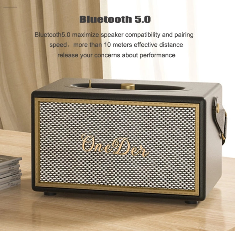 Oneder D6 40W Retro Classic Wooden Portable Outdoor Bluetooth Speaker(Brown) - HoMEdemic™ 