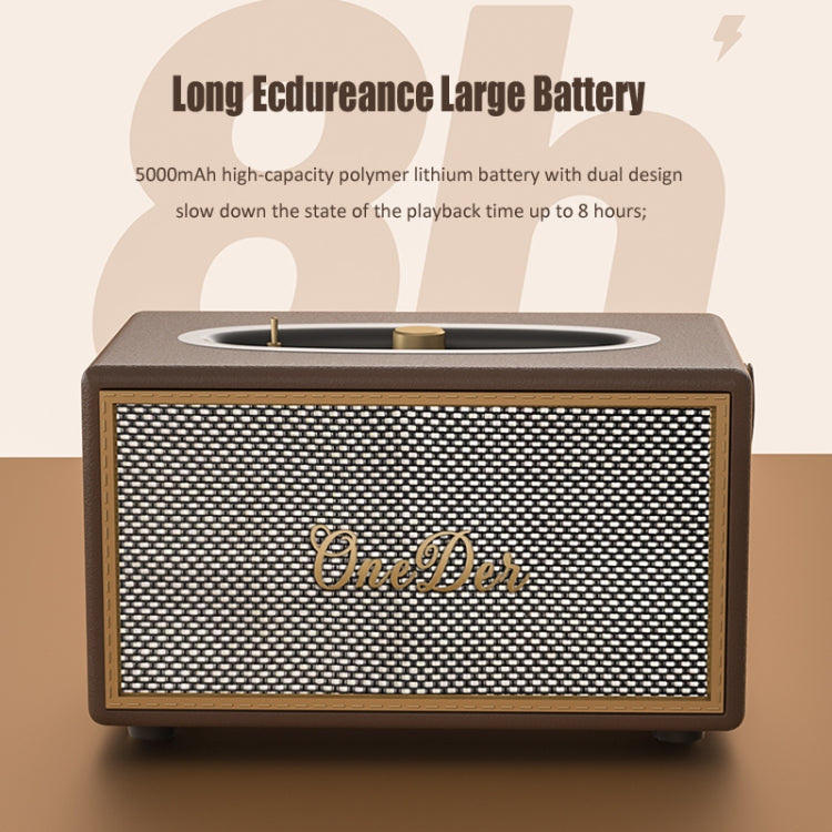 Oneder D6 40W Retro Classic Wooden Portable Outdoor Bluetooth Speaker(Brown) - HoMEdemic™ 