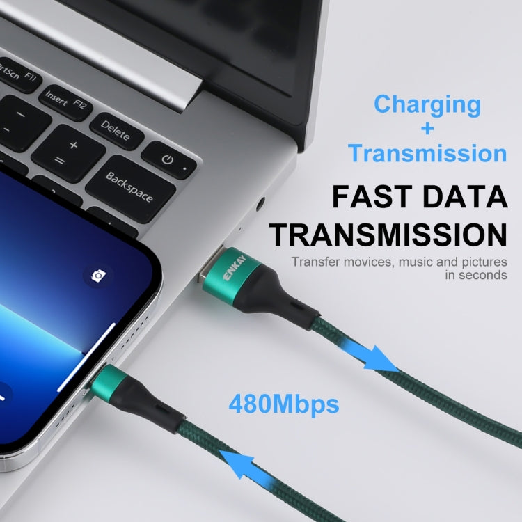 ENKAY ENK-CB118 1m USB 3.0 to 8 Pin 3A Fast Charging Sync Data Cable(Green) - HoMEdemic™ 