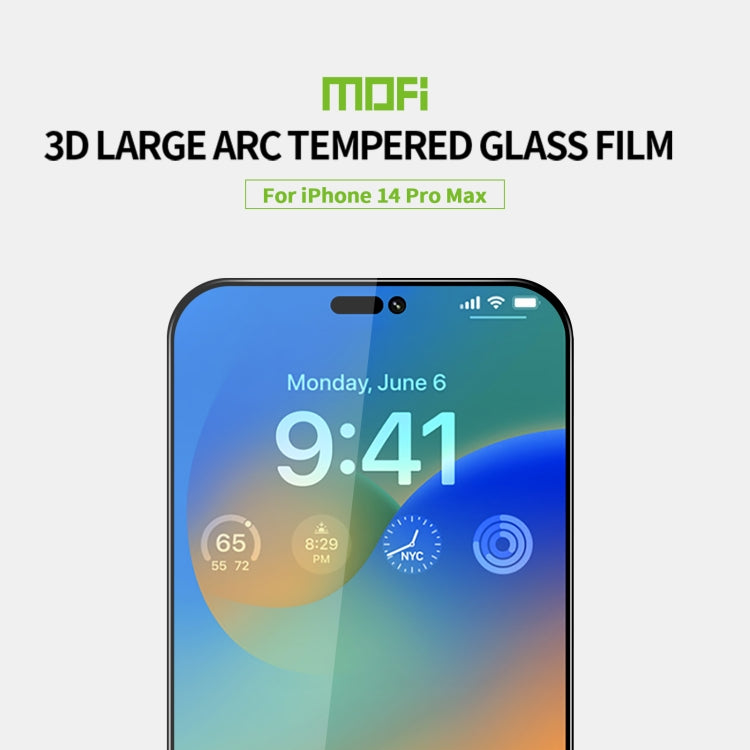 For iPhone 14 Pro Max MOFI 9H 3D Explosion-proof Curved Screen Tempered Glass Film(Black) - HoMEdemic™ 