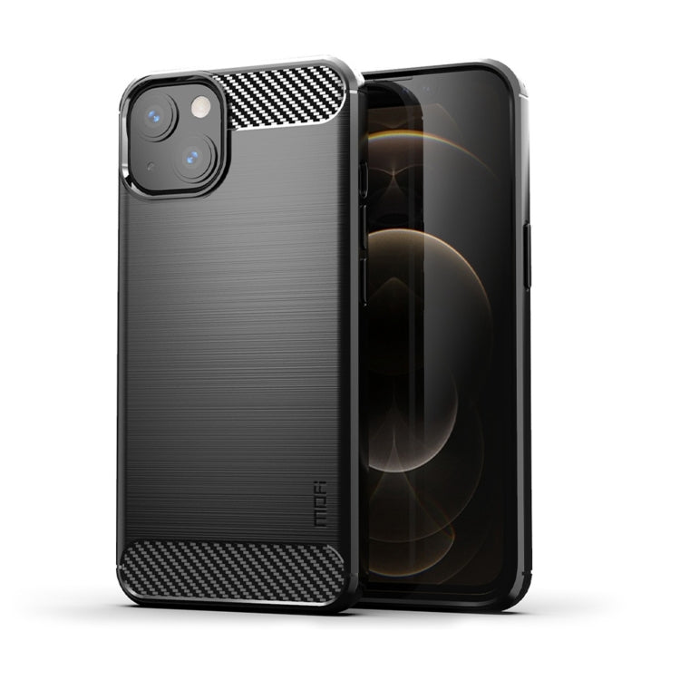 For iPhone 14 Plus MOFI Gentleness Brushed Texture Carbon Fiber TPU Phone Case  (Black) - HoMEdemic™ 