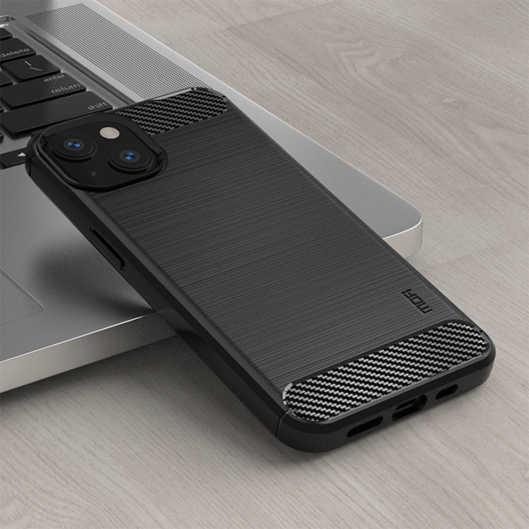 For iPhone 14 Plus MOFI Gentleness Brushed Texture Carbon Fiber TPU Phone Case  (Black) - HoMEdemic™ 
