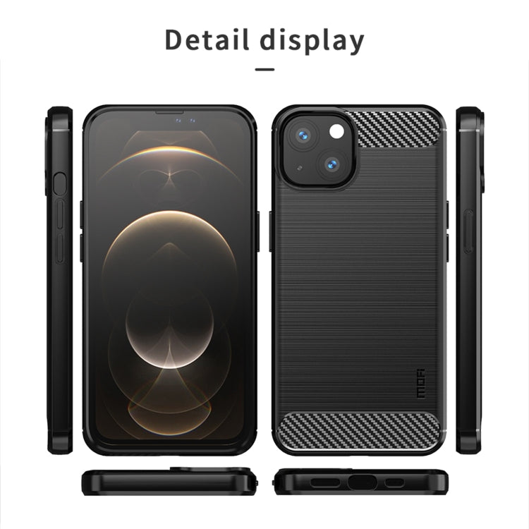 For iPhone 14 Plus MOFI Gentleness Brushed Texture Carbon Fiber TPU Phone Case  (Black) - HoMEdemic™ 