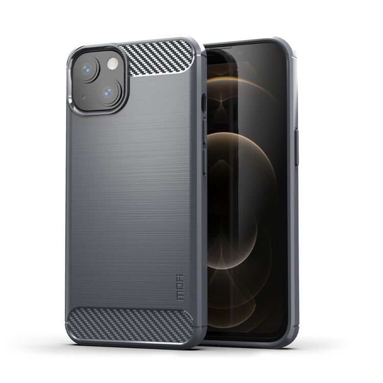For iPhone 14 Plus MOFI Gentleness Brushed Texture Carbon Fiber TPU Phone Case  (Gray) - HoMEdemic™ 