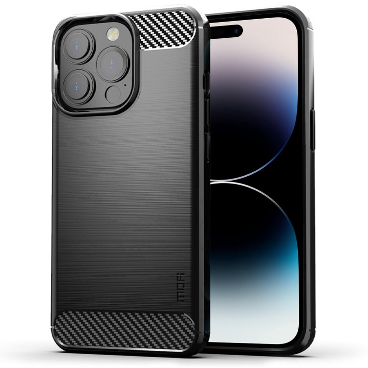 For iPhone 14 Pro Max MOFI Gentleness Brushed Texture Carbon Fiber TPU Phone Case (Black) - HoMEdemic™ 