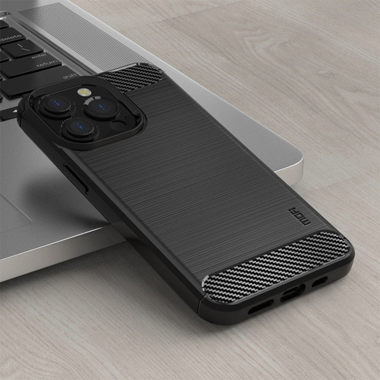 For iPhone 14 Pro Max MOFI Gentleness Brushed Texture Carbon Fiber TPU Phone Case (Black) - HoMEdemic™ 