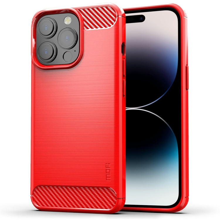 For iPhone 14 Pro Max MOFI Gentleness Brushed Texture Carbon Fiber TPU Phone Case (Red) - HoMEdemic™ 
