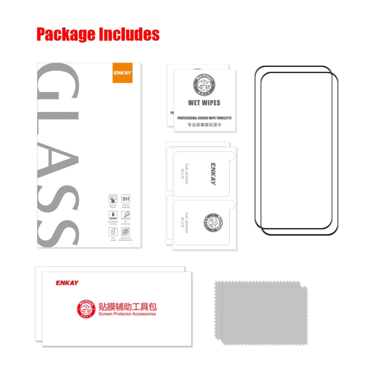 For iPhone 14 Pro Max 2pcs ENKAY 6D Full Glue Tempered Glass Full Film - HoMEdemic™ 