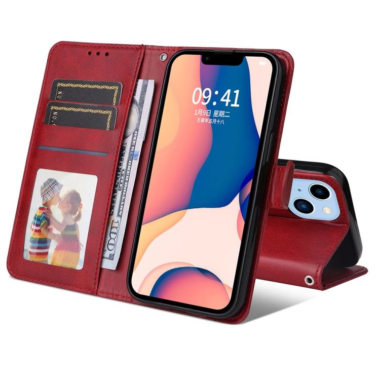 For iPhone 14 Plus JSM Calf Texture Leather Phone Case (Red) - HoMEdemic™ 