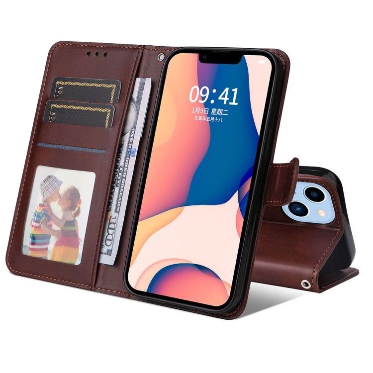 For iPhone 14 Plus JSM Calf Texture Leather Phone Case (Brown) - HoMEdemic™ 