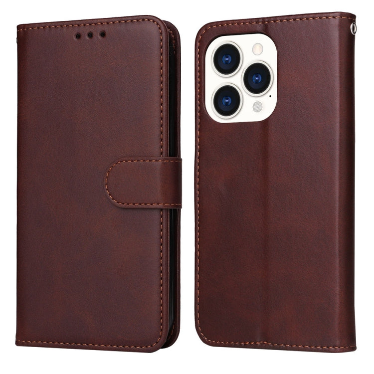 For iPhone 14 Pro JSM Calf Texture Leather Phone Case(Brown) - HoMEdemic™ 