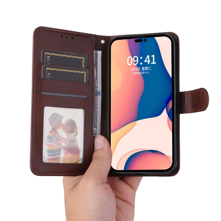 For iPhone 14 Pro JSM Calf Texture Leather Phone Case(Brown) - HoMEdemic™ 