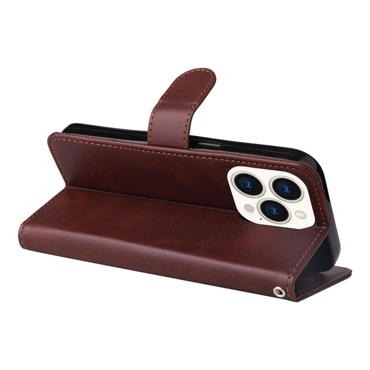 For iPhone 14 Pro JSM Calf Texture Leather Phone Case(Brown) - HoMEdemic™ 