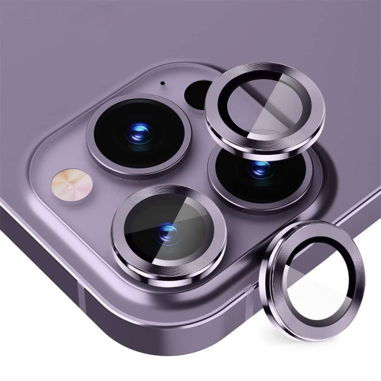 For iPhone 14 Pro / 14 Pro Max ENKAY 9H Rear Lens Metal Ring Tempered Glass Film (Deep Purple) - HoMEdemic™ 