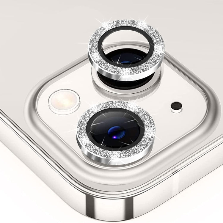 For iPhone 13 ENKAY Glitter Rear Lens Aluminium Alloy Tempered Glass Film(Silver) - HoMEdemic™ 