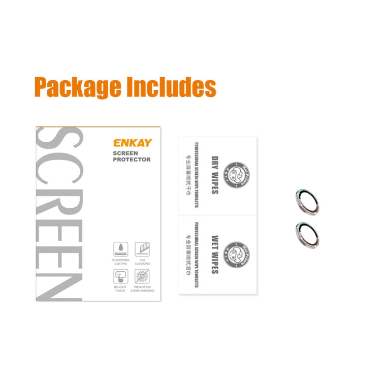 For iPhone 13 ENKAY Glitter Rear Lens Aluminium Alloy Tempered Glass Film(Silver) - HoMEdemic™ 