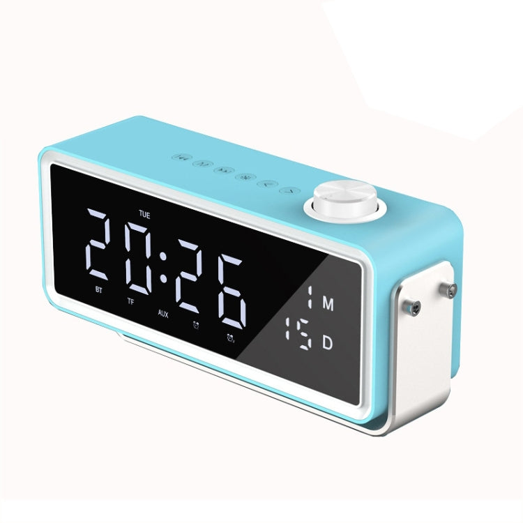 AEC K5 Mirror Alarm Clock Bluetooth Speakers with LED Light Support TF / FM(Blue) - HoMEdemic™ 
