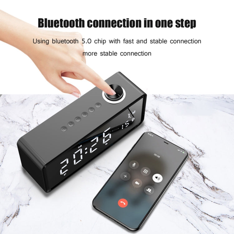 AEC K5 Mirror Alarm Clock Bluetooth Speakers with LED Light Support TF / FM(Blue) - HoMEdemic™ 