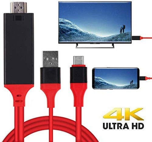 USB 3.1 Type-C to HDMI MHL 4K HD Video Digital Converter Cord for Android Phone to Monitor Projector TV(Red) - HoMEdemic™ 