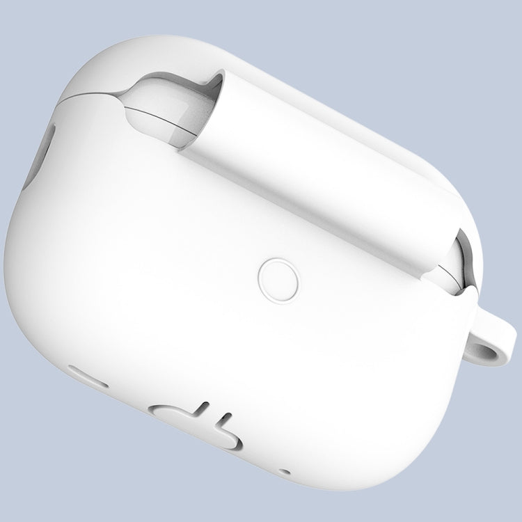 For Apple AirPods Pro 2 2022 ENKAY Thickened Silicone Protective Case with Keychain(White) - HoMEdemic™ 