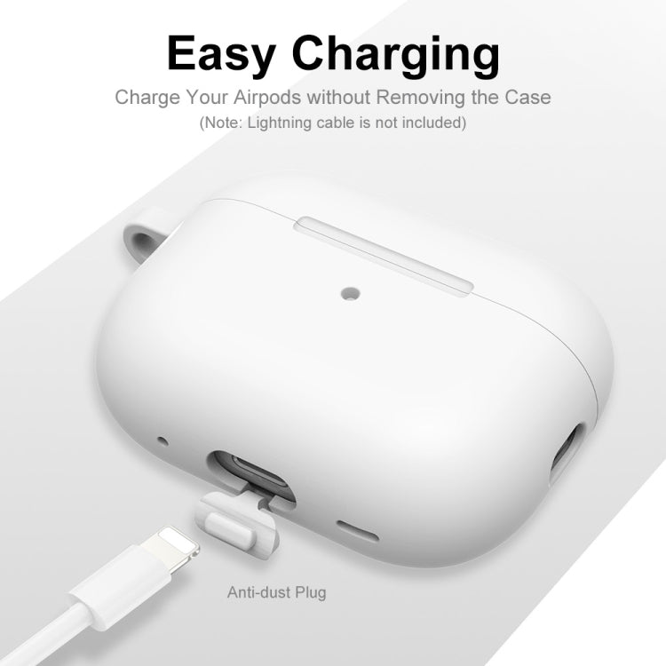 For Apple AirPods Pro 2 2022 ENKAY Thickened Silicone Protective Case with Keychain(White) - HoMEdemic™ 
