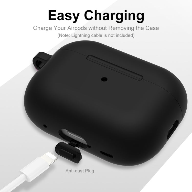 For Apple AirPods Pro 2 2022 ENKAY Thickened Silicone Protective Case with Keychain(Black) - HoMEdemic™ 
