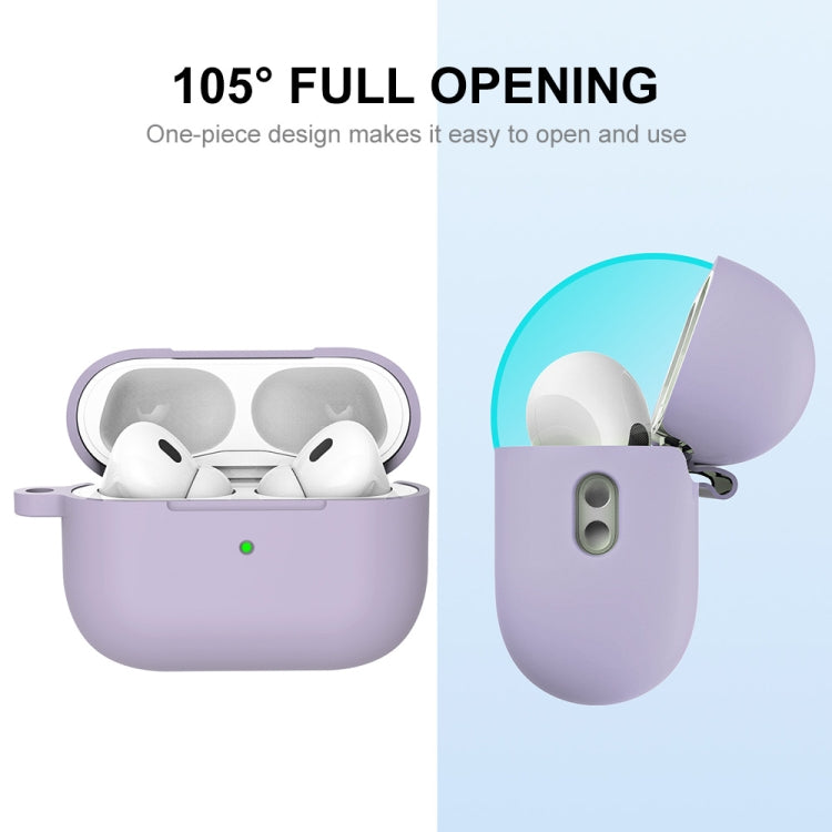 For Apple AirPods Pro 2 2022 ENKAY Thickened Silicone Protective Case with Keychain(Lavender Purple) - HoMEdemic™ 