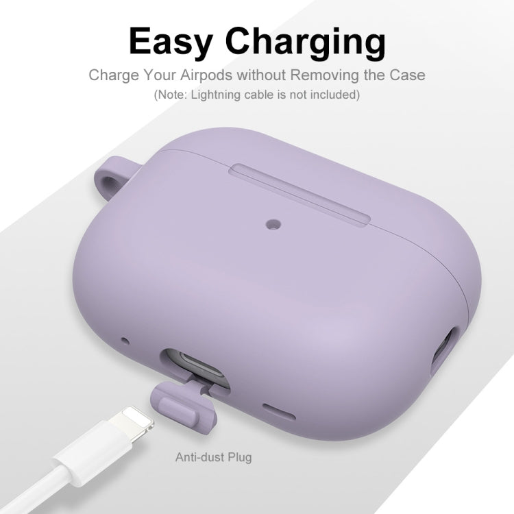 For Apple AirPods Pro 2 2022 ENKAY Thickened Silicone Protective Case with Keychain(Lavender Purple) - HoMEdemic™ 