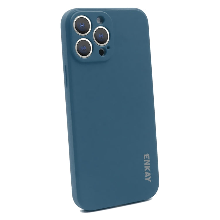 For iPhone 14 Pro ENKAY Liquid Silicone Shockproof Soft Phone Case(Dark Blue) - HoMEdemic™ 